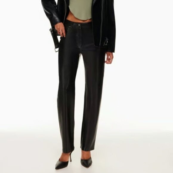 Aritzia Wilfred The Melina High-waisted Vegan Leather Pants in Black Size 6 NWT - Picture 1 of 13